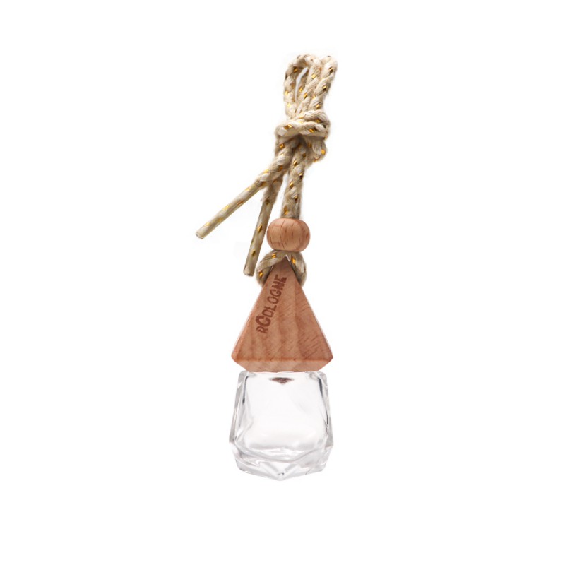 ：Wholesale 8ml Glass car perfume bottles pendent with wooden caps