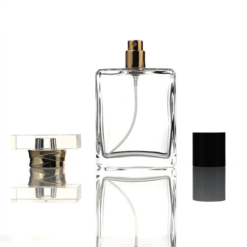 Empty 30ml 50ml 100ml Clear glass perfume bottle with pump sprayer  (3)