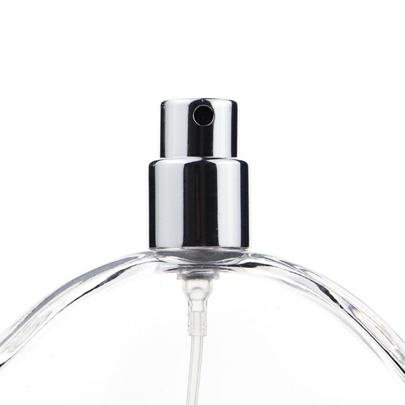 Kosong 50 ml 100 ml Botol Parfum Kaca Bulat Datar Dengan Pompa Sprayer (2)
