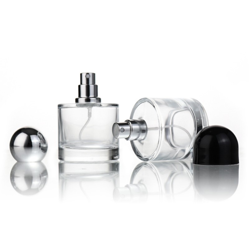 Empty 50 ml 100 ml Round Glass Perfume Bottle With Pump Sprayer (3)