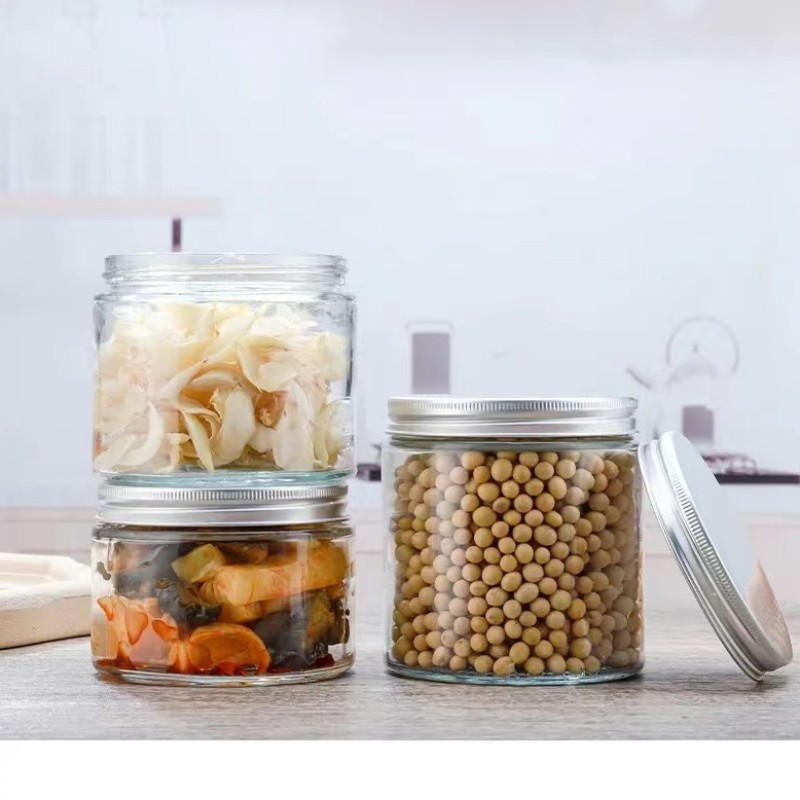 Factory selling Straight sides food storage jar with aluminum lid (2)