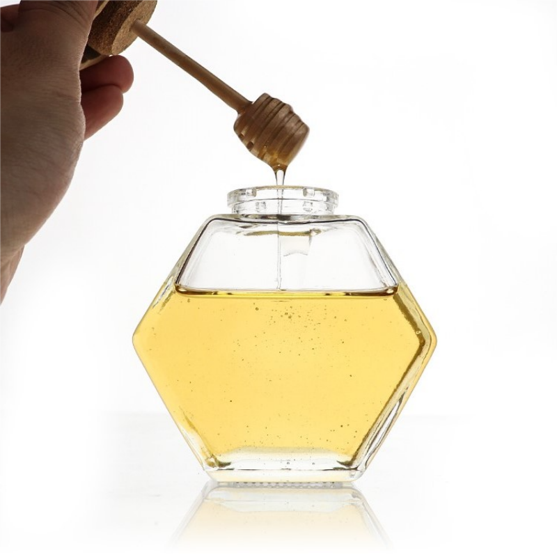 Hot selling 100ml 220ml 380ml Clear hexagonal honey jars (1)