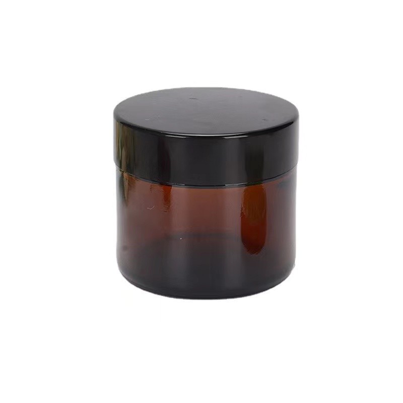Large volum 60ml 100ml brown glass cream jar for skincare (2)