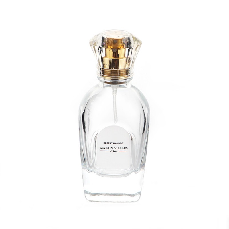 Тркалезно 50ml проѕирно стаклено шише парфем со капаче за прскање со пумпа (4)