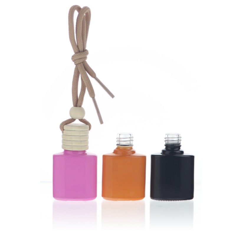 Wholesale 7ml Glass car diffuser bottles pendent with wooden caps  (2)