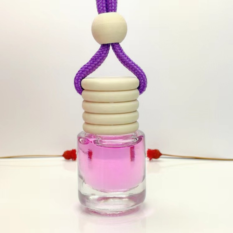 cylinder shape 5ml car perfume freshener glass bottle with colored string (2)