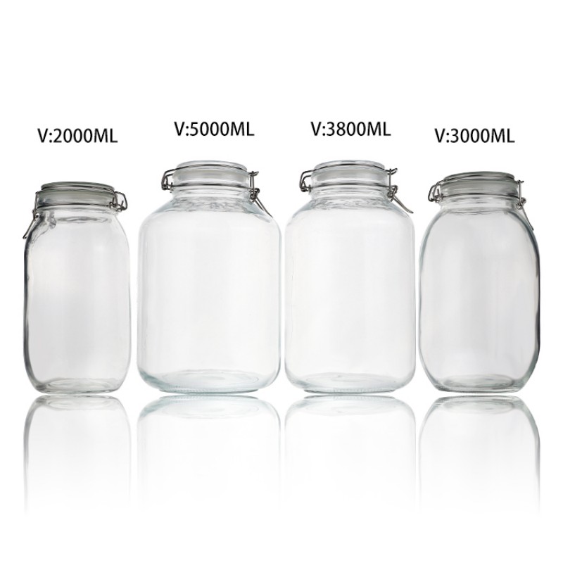 round glass storage containers with clip airtight cap  (4)